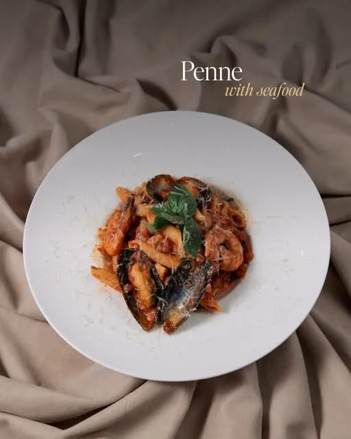 Penne with seafood at Piatto Resto Bar