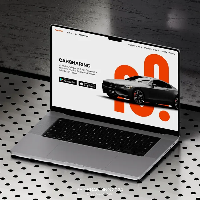 Poputi carsharing campaign on a laptop
